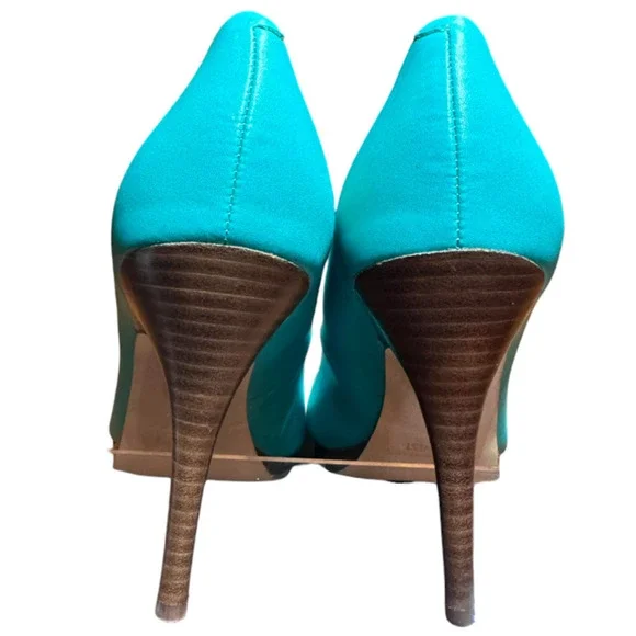 Nine West Kristal Teal and Brown Platform Bright Stiletto Pumps Size 8.5M - Picture 6 of 6